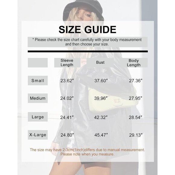 ✨Women Black Jacket Long Sleeve Faux Leather Blazer Button Down Shacket Coats - Picture 4 of 5